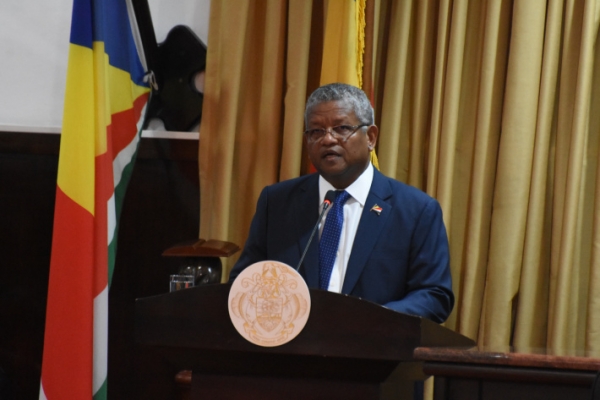 President Ramkalawan delivering his speech before the National Assembly yesterday